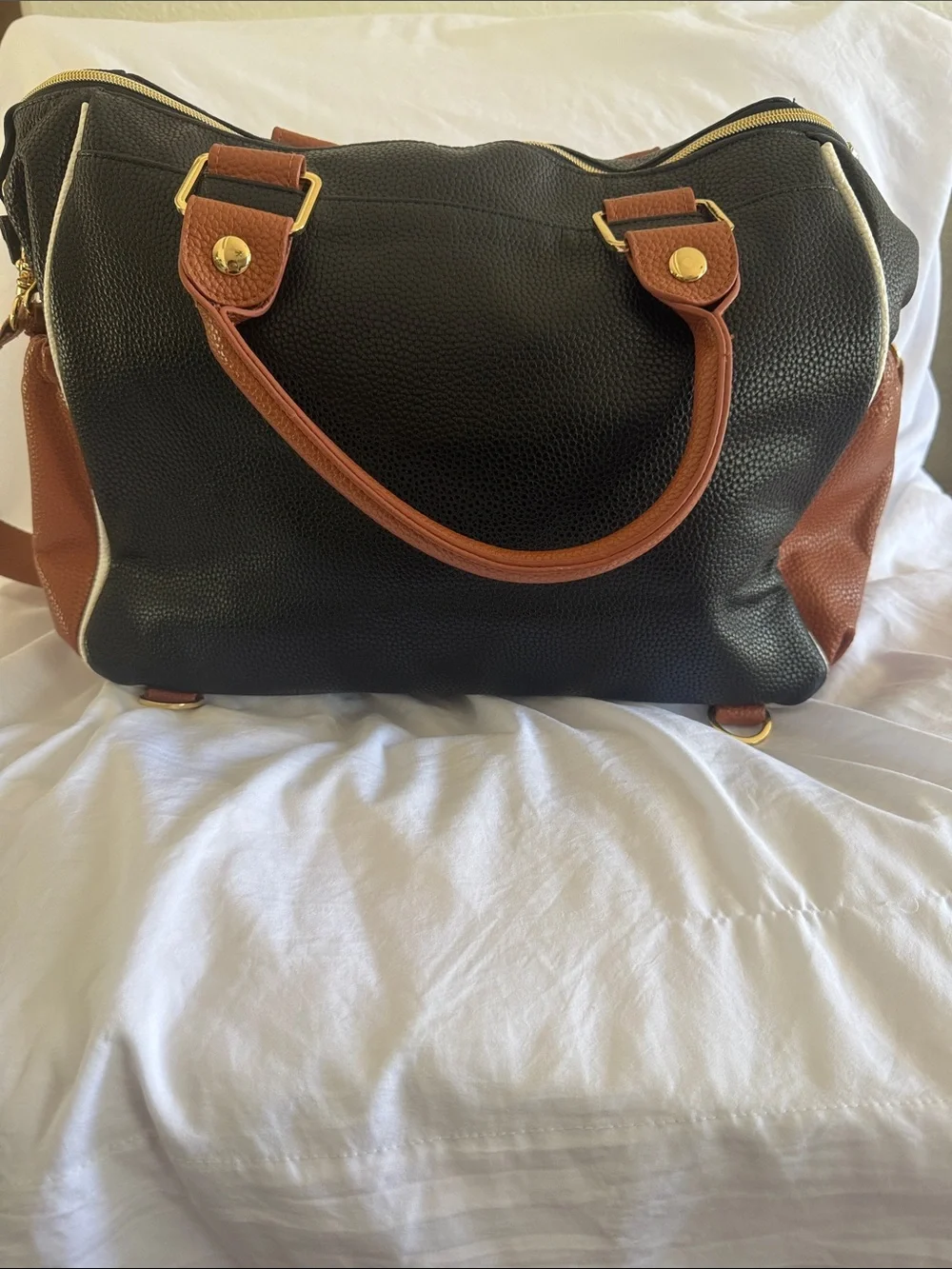 Itzy Ritzy Triple Threat Convertible Diaper Bag, Coffee And Cream